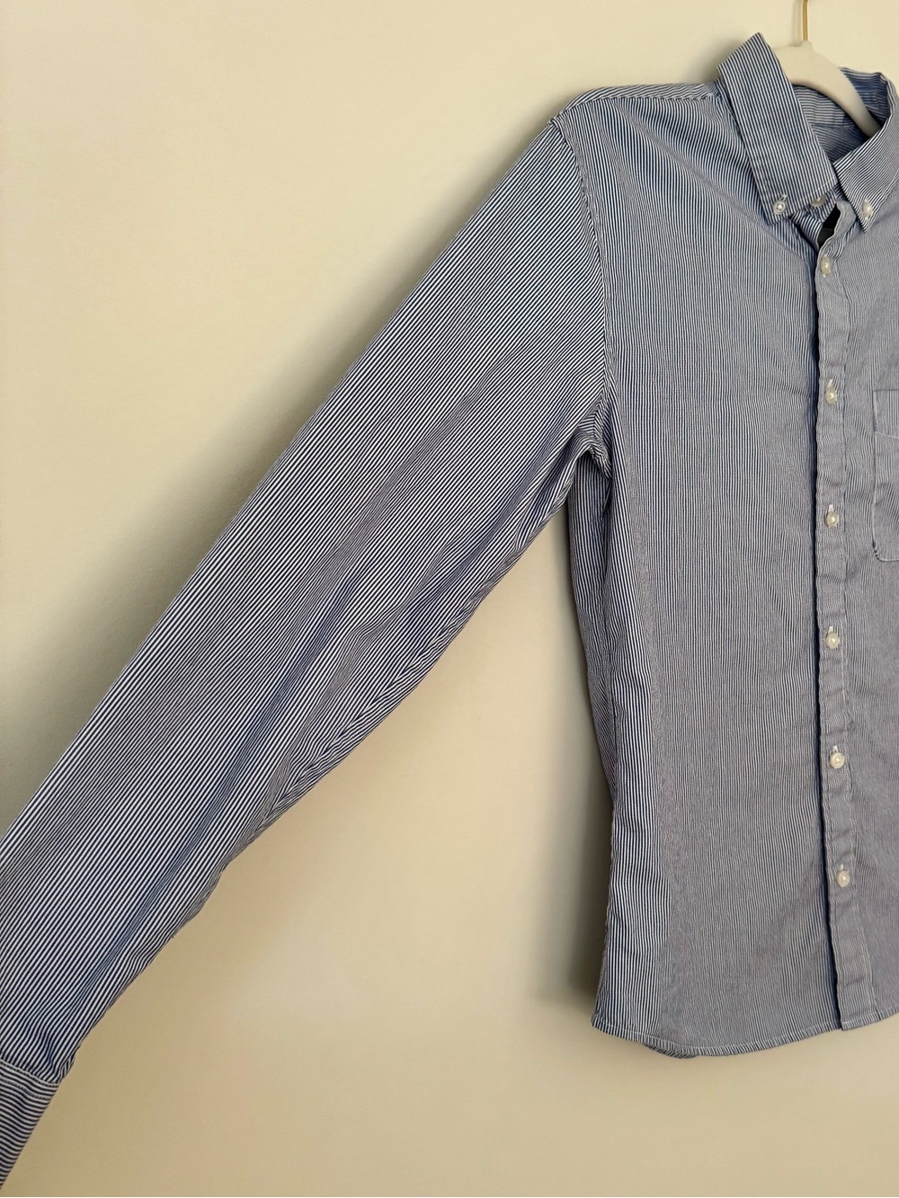 Everlane 100% Cotton Classic Oxford Button Down Top, Blue & White Pinstripe – XS - Picture 3 of 7